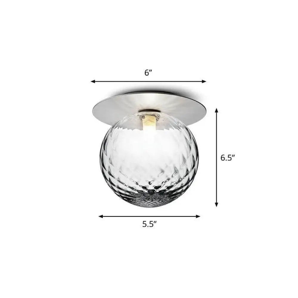 DecorBites™ DecorBites™ Modern Semi Flush Mount Ceiling Lamp with Ball Glass Shade - 1 Bulb Aisle Lighting