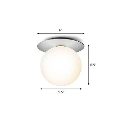 DecorBites™ DecorBites™ Modern Semi Flush Mount Ceiling Lamp with Ball Glass Shade - 1 Bulb Aisle Lighting