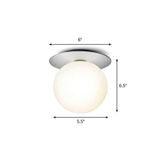 DecorBites™ DecorBites™ Modern Semi Flush Mount Ceiling Lamp with Ball Glass Shade - 1 Bulb Aisle Lighting