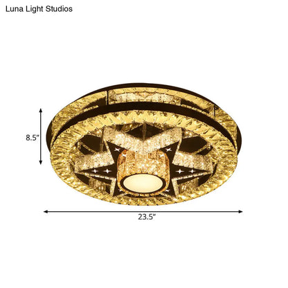 DecorBites™ DecorBites™ Modern Semi Mount LED Ceiling Light with Crystal Accents - Clover/Star Bedroom Lighting in Chrome
