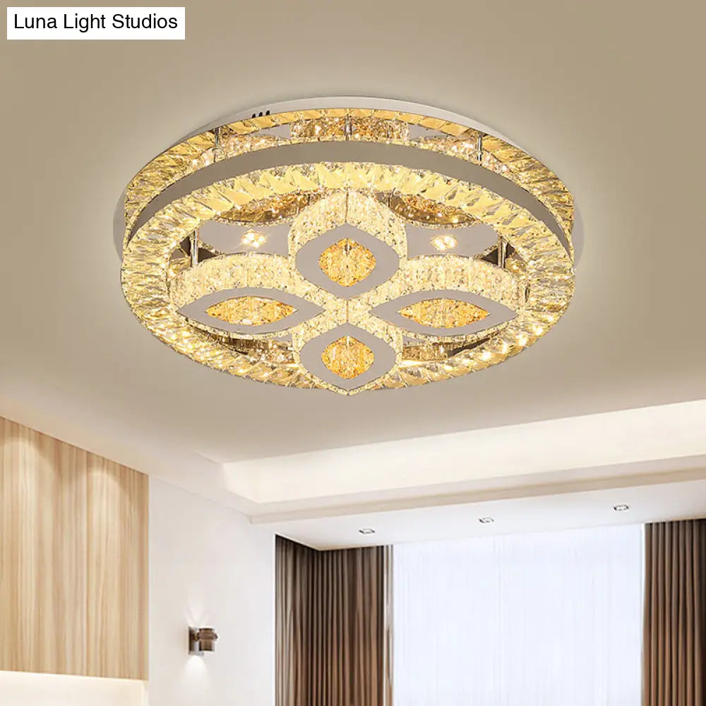 DecorBites™ DecorBites™ Modern Semi Mount LED Ceiling Light with Crystal Accents - Clover/Star Bedroom Lighting in Chrome