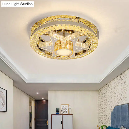 DecorBites™ DecorBites™ Modern Semi Mount LED Ceiling Light with Crystal Accents - Clover/Star Bedroom Lighting in Chrome