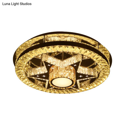 DecorBites™ DecorBites™ Modern Semi Mount LED Ceiling Light with Crystal Accents - Clover/Star Bedroom Lighting in Chrome