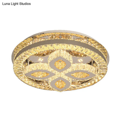 DecorBites™ DecorBites™ Modern Semi Mount LED Ceiling Light with Crystal Accents - Clover/Star Bedroom Lighting in Chrome