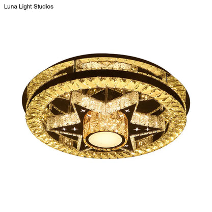 DecorBites™ DecorBites™ Modern Semi Mount LED Ceiling Light with Crystal Accents - Clover/Star Bedroom Lighting in Chrome