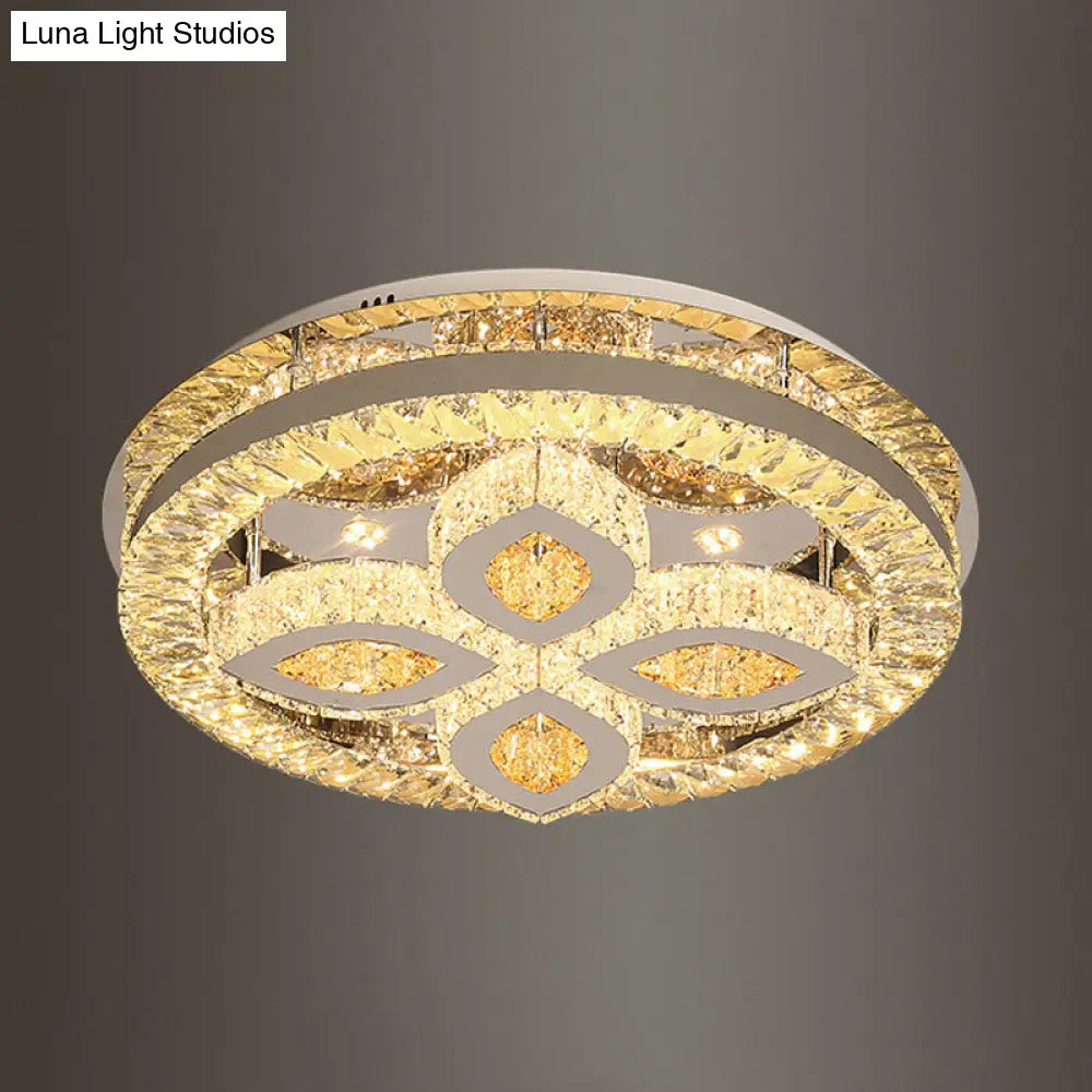 DecorBites™ DecorBites™ Modern Semi Mount LED Ceiling Light with Crystal Accents - Clover/Star Bedroom Lighting in Chrome