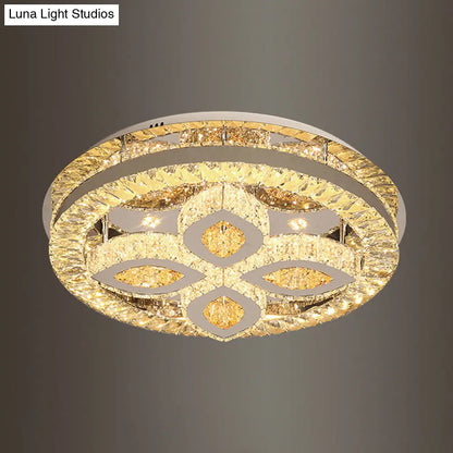 DecorBites™ DecorBites™ Modern Semi Mount LED Ceiling Light with Crystal Accents - Clover/Star Bedroom Lighting in Chrome
