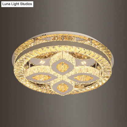DecorBites™ DecorBites™ Modern Semi Mount LED Ceiling Light with Crystal Accents - Clover/Star Bedroom Lighting in Chrome