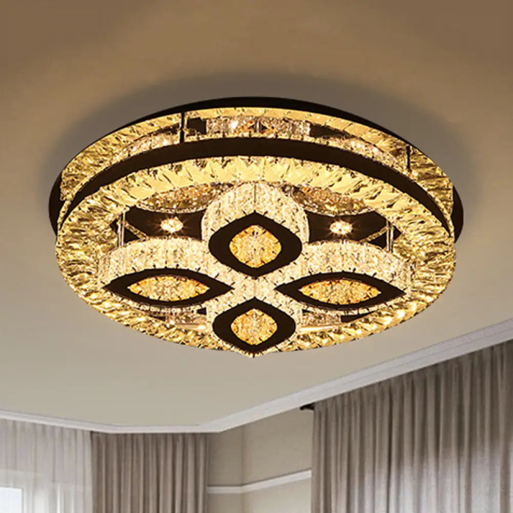 DecorBites™ DecorBites™ Modern Semi Mount LED Ceiling Light with Crystal Accents - Clover/Star Bedroom Lighting in Chrome