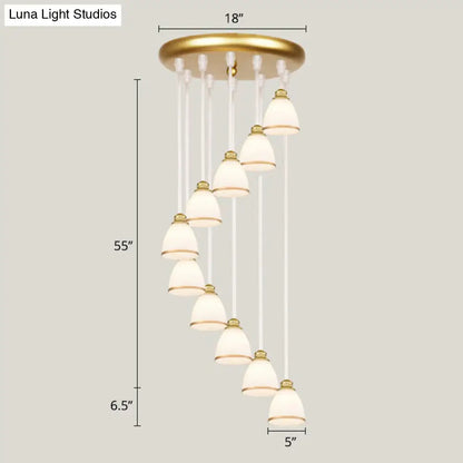 Modern Shaded Glass Multi-Light Pendant for Living Room Ceiling