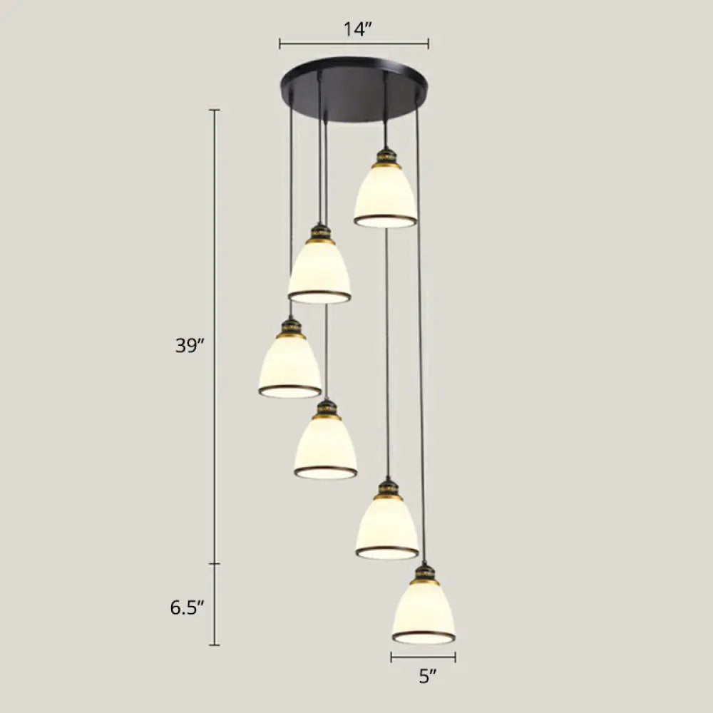 Modern Shaded Glass Multi-Light Pendant for Living Room Ceiling