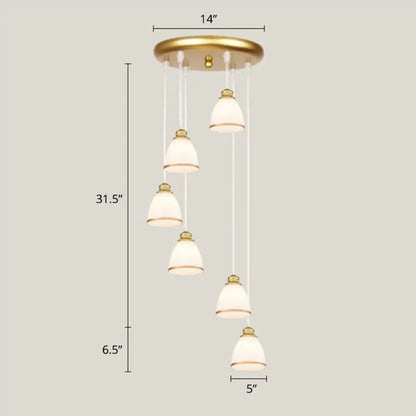 Modern Shaded Glass Multi-Light Pendant for Living Room Ceiling