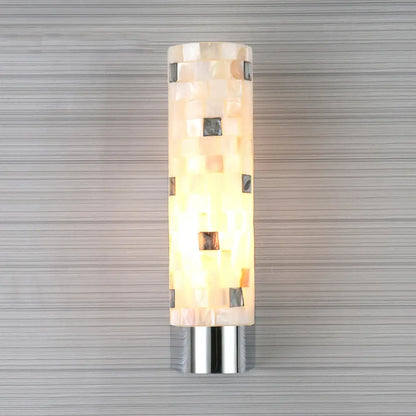 DecorBites™ DecorBites™ Modern Shell 1-Head Chrome Pillar Wall Lamp - Stylish Bathroom Sconce Lighting