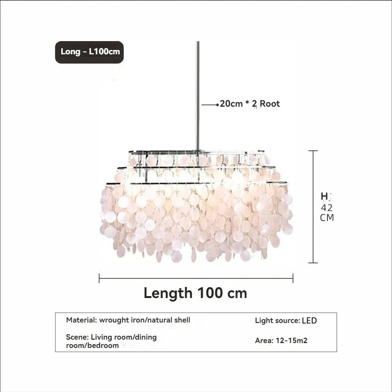 Modern Shell Pendant Chandelier in Gold or Chrome