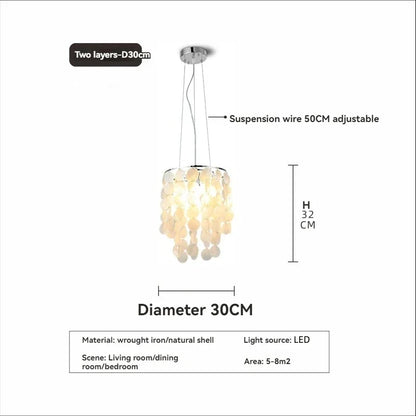 Modern Shell Pendant Chandelier in Gold or Chrome