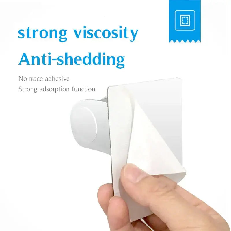 White rectangular adhesive pad with rounded corner for strong viscosity on decorbites adjustable self-adhesive shower holder
