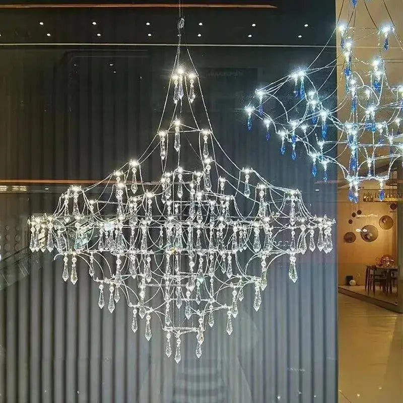 Modern silver and golden lustre crystal chandelier with intricate metalwork and bright lights for living room decorbites golden lustre