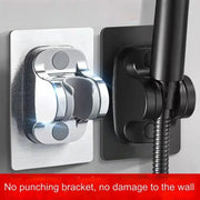 Modern silver and black adjustable shower holder bracket with sleek wall-mounted design for bathroom use