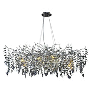 Modern silver and black leaf-shaped crystal pendant chandelier with branch design for dining room decorbites crystal pendant