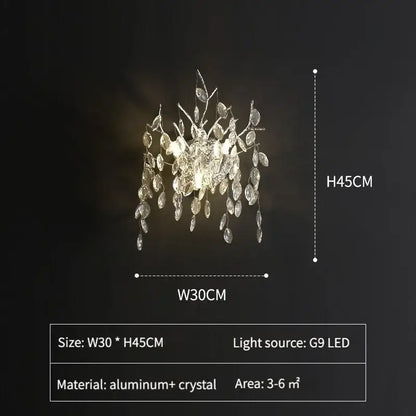 Elegant decorbites crystal pendant chandelier with silver aluminum leaves and branches for modern dining room decor