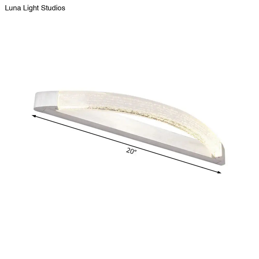 Modern silver bubble crystal wall mount vanity light 20-inch curved led with frosted glass diffuser 110v-120v
