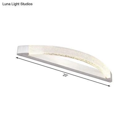 Modern silver bubble crystal wall mount vanity light 20-inch curved led with frosted glass diffuser 110v-120v