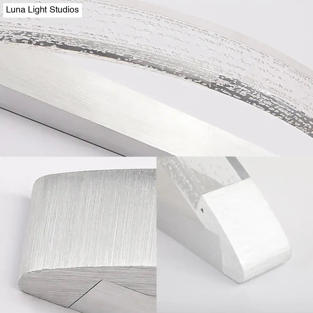 Modern silver bubble crystal wall mount vanity light with frosted glass diffuser and brushed metal frame 110v-120v