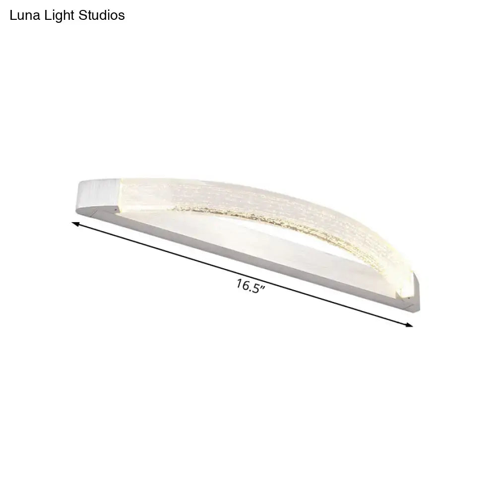 Modern silver bubble crystal wall mount vanity light with curved metallic frame and frosted glass diffuser 110v-120v