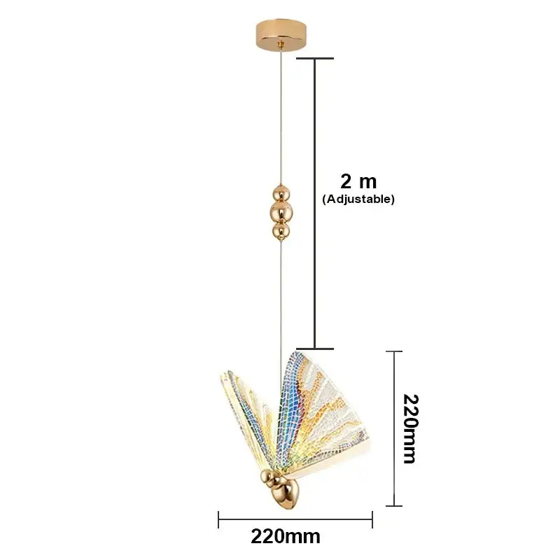 Modern silver butterfly led pendant light with gold-toned decorbites butterfly led and adjustable 2-meter cord for living room