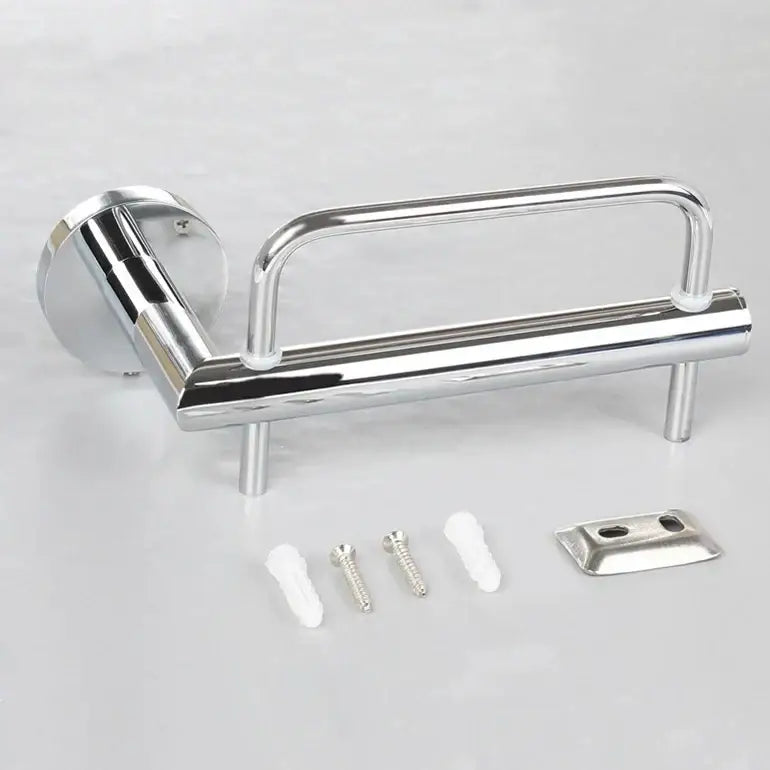 Modern silver chrome toilet paper holder with sleek metal design and matching mounting hardware decorbites euro silver