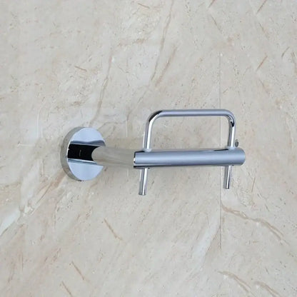 Modern silver chrome toilet paper holder with sleek dual-rod support for bathroom accessories decorbites euro silver design