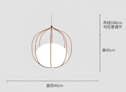 Modern silver and copper birdcage pendant light with thin metal wire frame and white illuminated globe for dining room decorbites pendant light