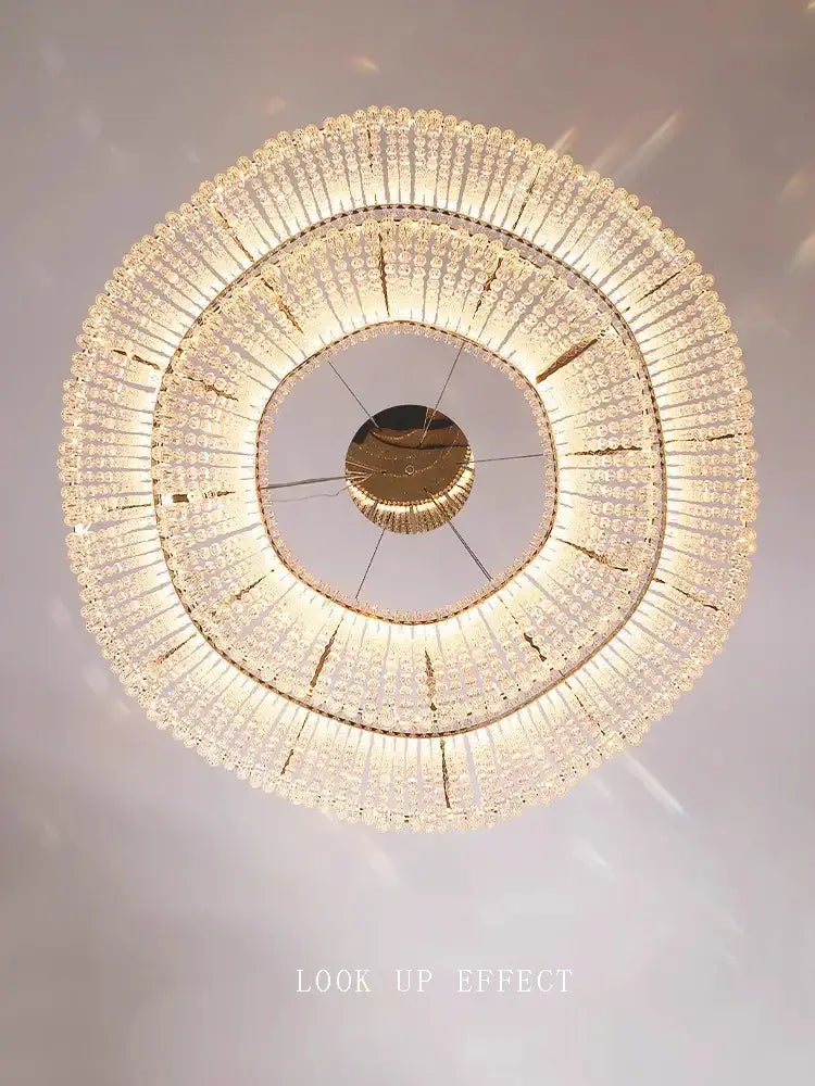 Modern silver decorbites crystal bead chandelier with cascading crystal strands and gold-toned bead chandelier led fixture