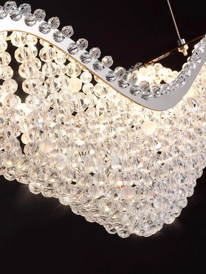 Modern silver crystal bead chandelier led light bedroom featuring a sparkling decorbites crystal bead cascade