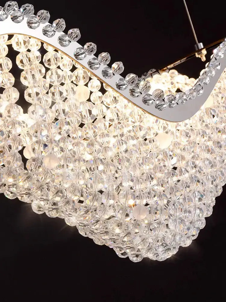 Modern silver crystal bead chandelier led light bedroom featuring a sparkling decorbites crystal bead cascade
