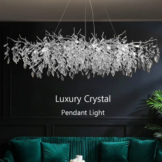 Modern Silver Crystal Chain Pendant Chandelier