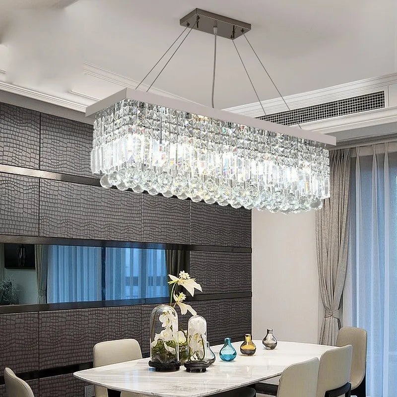 Modern Silver Crystal Chain Pendant Chandelier - Decorbites