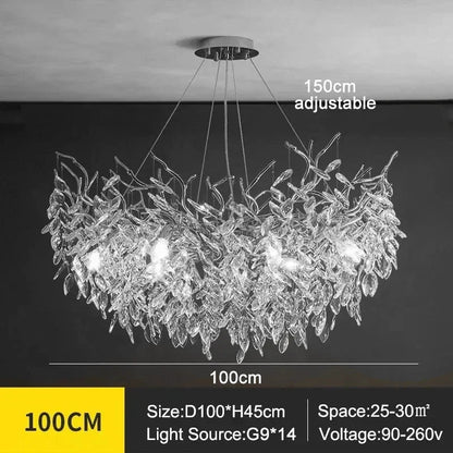 Modern Silver Crystal Chain Pendant Chandelier - Decorbites