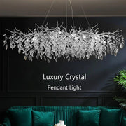 Modern Silver Crystal Chain Pendant Chandelier - Decorbites