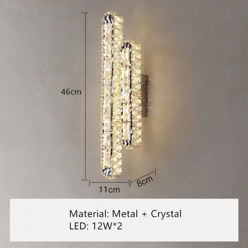 Modern silver crystal led wall lamp with sleek interwoven metal and clear crystals for bedroom decorbites crystal led lighting