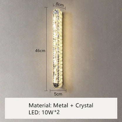 Modern silver crystal led wall lamp with a 46cm sparkling metal frame and two 10w leds for decorbites crystal led decor