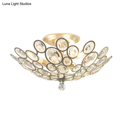DecorBites™ DecorBites™ Modern Silver Crystal Semi Flush Light for Corridors - Hand-Cut, 3 Head Design