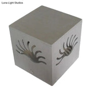 Modern silver cube led wall sconce with intricate handprint cutouts and bulb included for corridor lighting