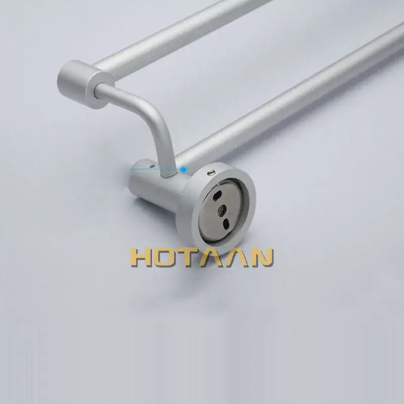 Modern silver double towel bar bathroom rack with a sleek silver finish and polished metal double towel design