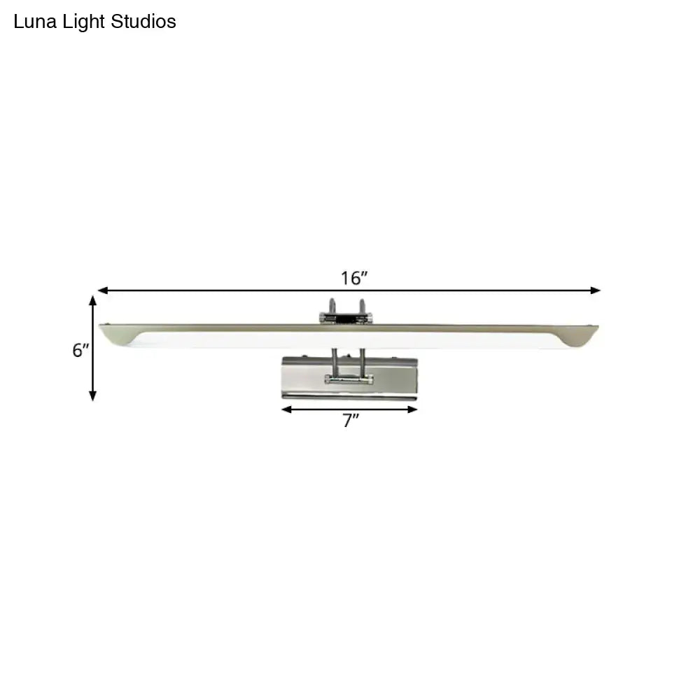 Modern silver finish linear wall mount led vanity lamp with brushed nickel finish and frosted glass diffuser