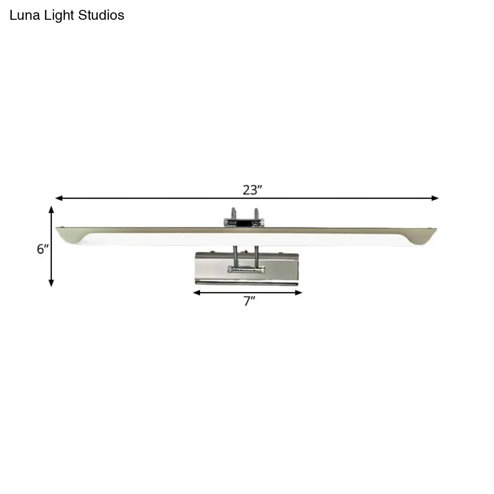 Modern silver finish linear wall mount led vanity lamp with brushed nickel and frosted glass diffuser for bedroom