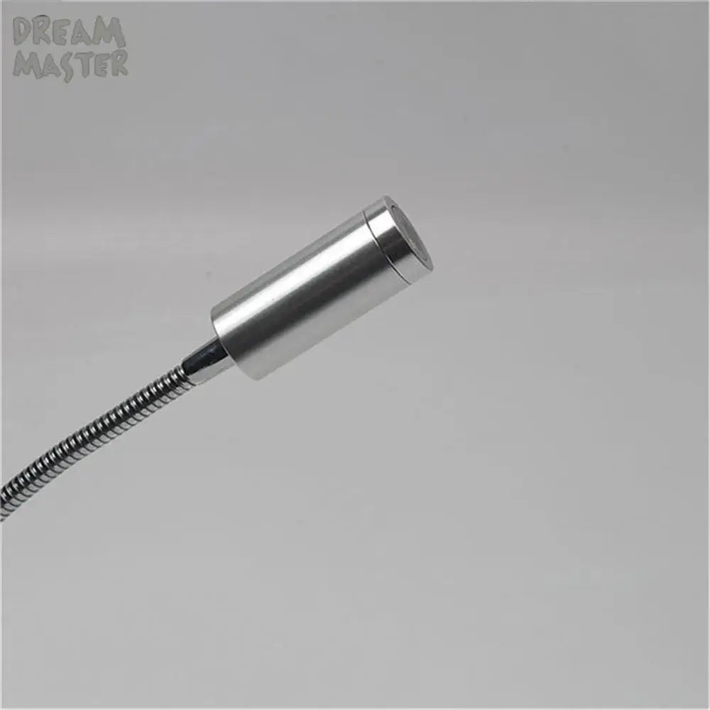 Modern silver cylindrical led wall lamp with flexible metallic gooseneck for bedroom reading sconce