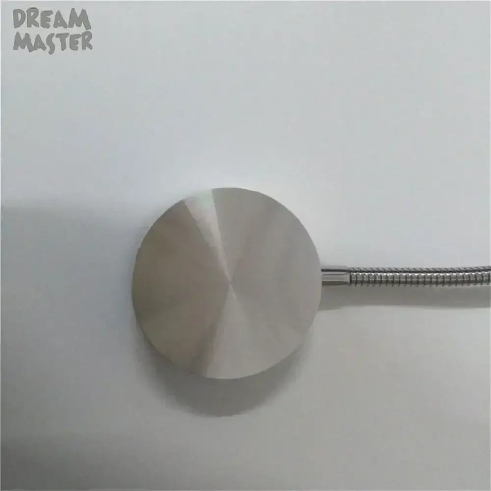 A sleek silver led wall lamp flexible wall lamp knob with brushed metallic finish and radial grooves attached to hose