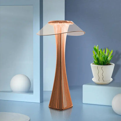 Modern copper table lamp with fluted tapered base and translucent shade for decorbites crystal diamond touch bedroom decor