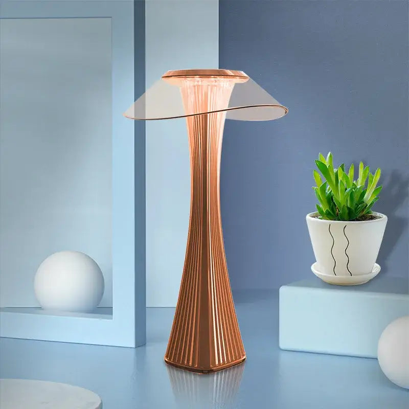 Modern copper table lamp with fluted tapered base and translucent shade for decorbites crystal diamond touch bedroom decor